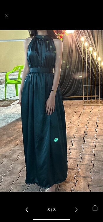 Saten Halter Yaka Elbise