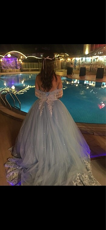 Bebe mavisi nişanlık güpür model