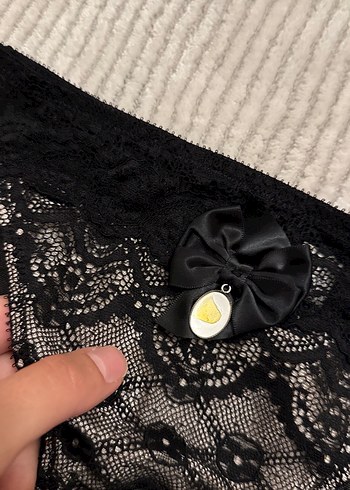 Penti Nakışlı Siyah Gotik Midi İç Çamaşırı