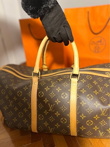Beden kahverengi Renk Louis Vuitton seyahat boy çanta