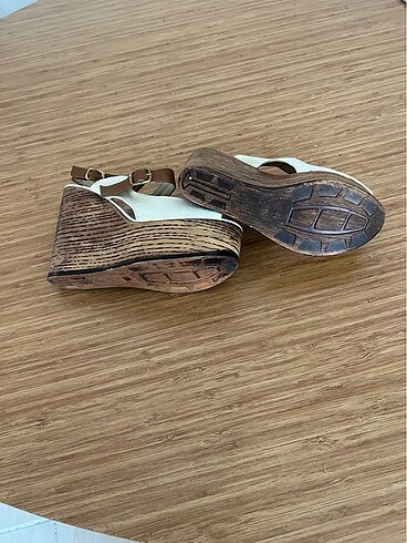38 Beden ten rengi Renk Collezione yazlık keten ayakkabı12 cm topuk boyu