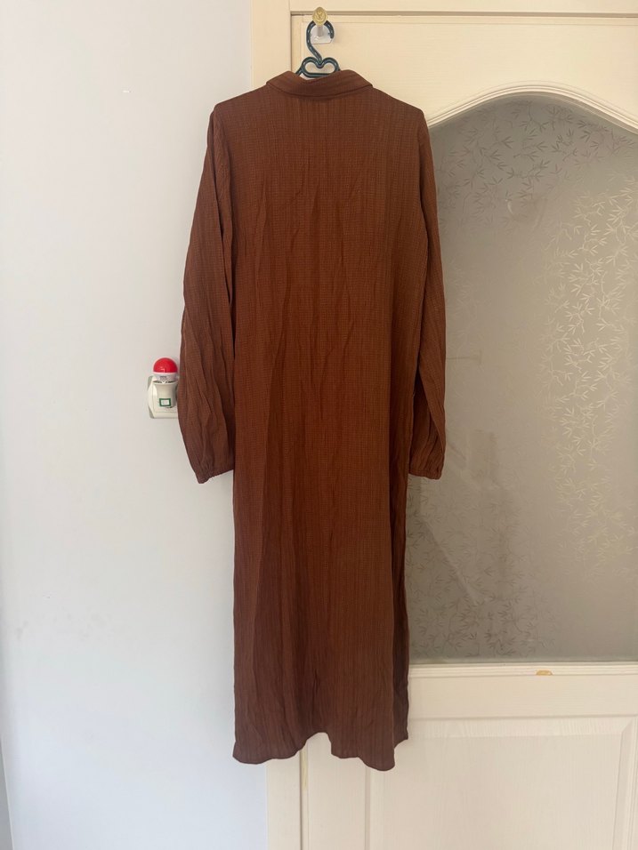 Diger Kadın Kahverengi Uzun Keten Elbise - Görsel 2