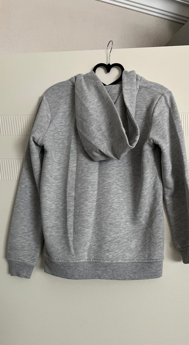 Gri Baskılı Kapüşonlu Kadın Sweatshirt - Görsel 2