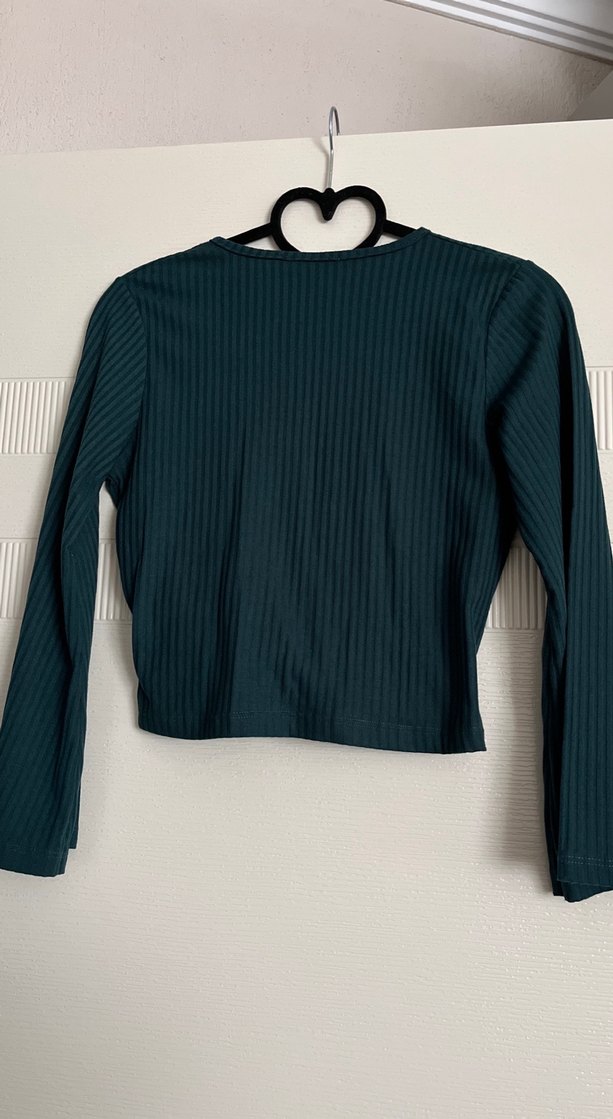 Lacivert Piliseli V Yaka Bluz - Görsel 2