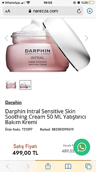 Darphin Intral Sensitive Skin Soothing Cream 50 ML Yatıştırıcı B