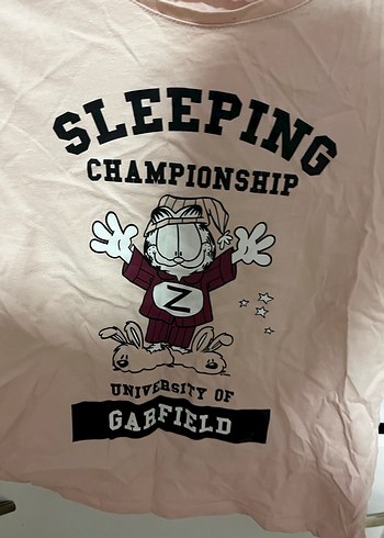 Bej Uzun Kollu Garfield Baskılı Kız Tişörtü - Görsel 2