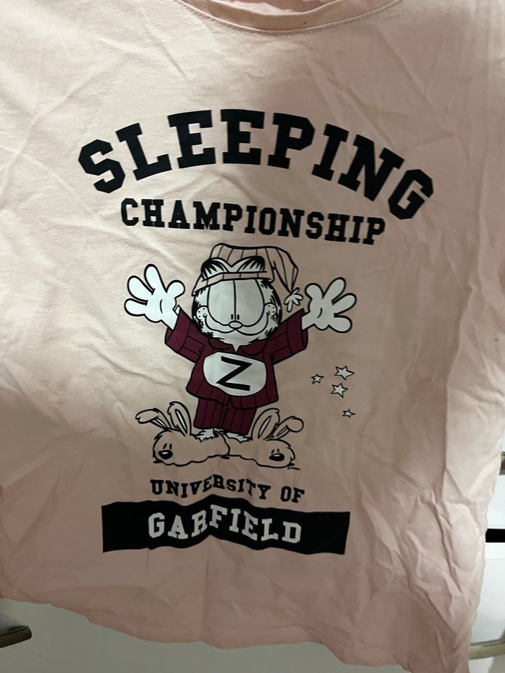 Bej Uzun Kollu Garfield Baskılı Kız Tişörtü - Görsel 2