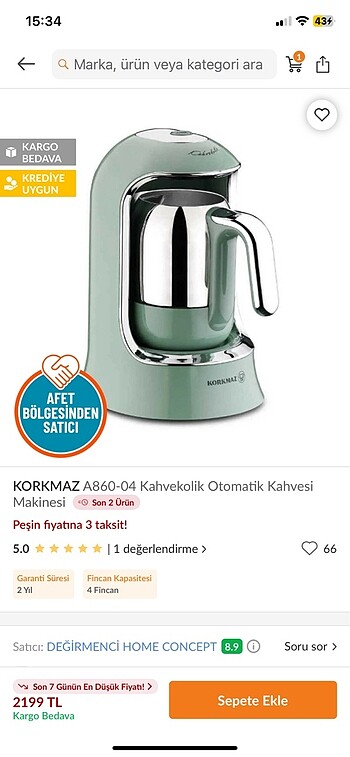 Korkmaz mint yeşili türk kahve makinesi