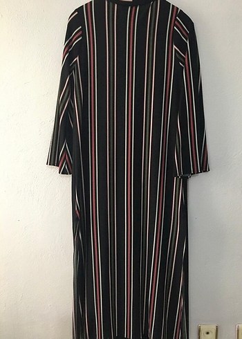 Çizgili, Pilili, Uzun Kadın Elbise - Görsel 2