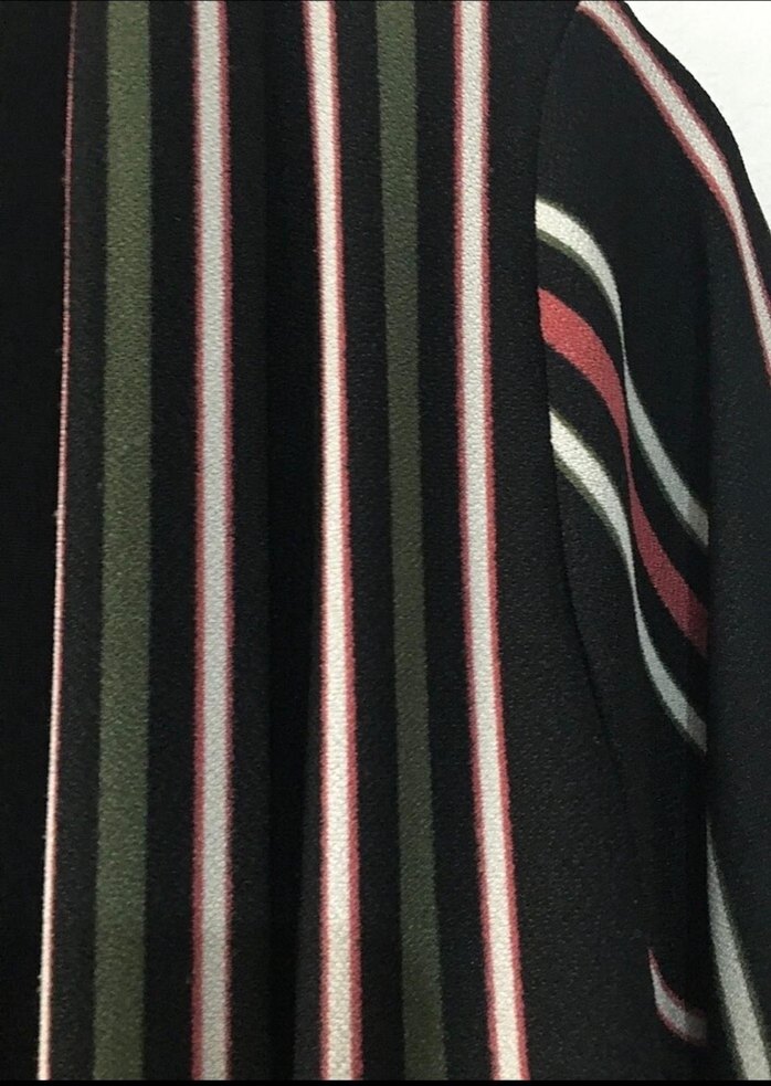 Çizgili, Pilili, Uzun Kadın Elbise - Görsel 3