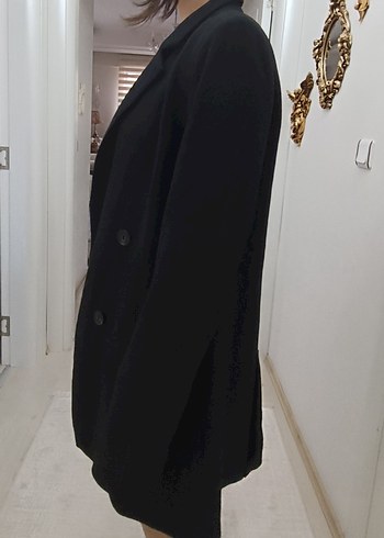 Defacto Kadın Siyah Normal Kesim Midi Blazer Ceket