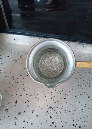 Parlak Bej Bakır Cezve - Görsel 2