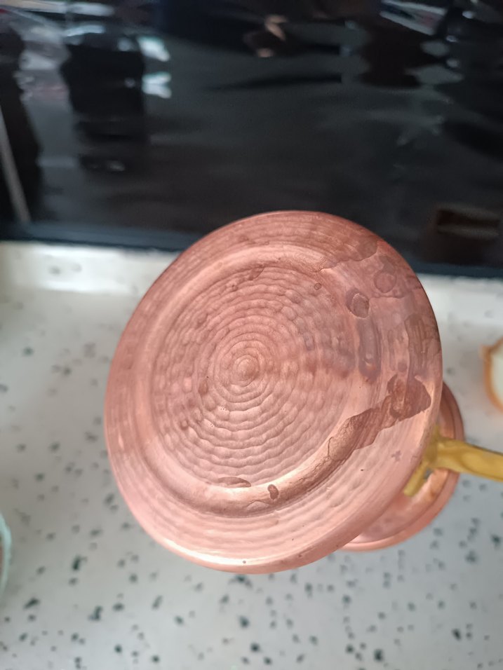 Parlak Bej Bakır Cezve - Görsel 3