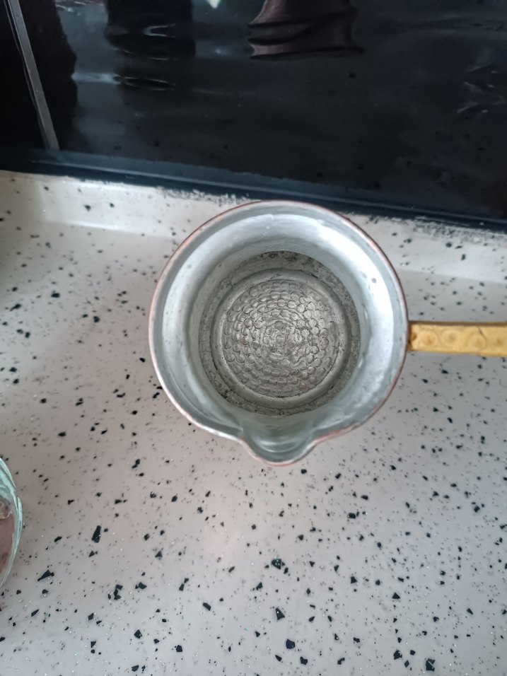 Parlak Bej Bakır Cezve - Görsel 2