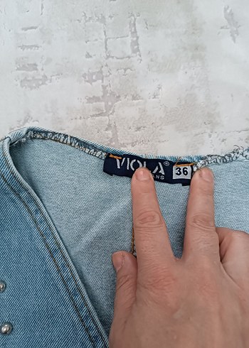 Düğmeli Mavi Vintage Denim Yelek - Görsel 3