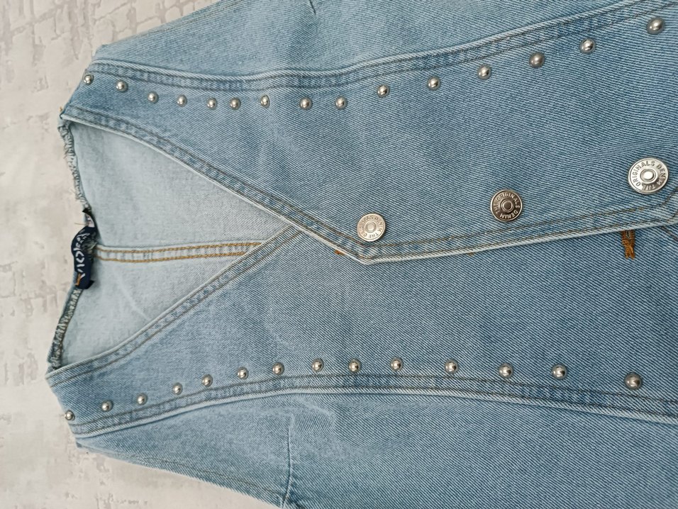 Düğmeli Mavi Vintage Denim Yelek - Görsel 2