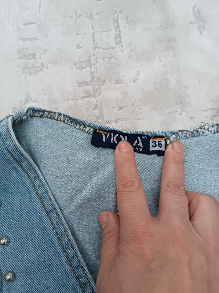 Düğmeli Mavi Vintage Denim Yelek - Görsel 3