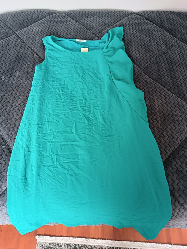 ıntımıssımı Turkuaz Drapeli Midi Kadın Elbise - Görsel 3