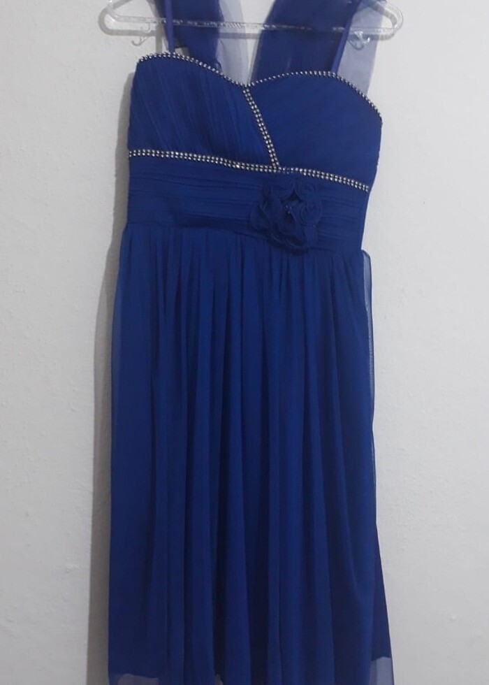Saks mavisi elbise - Görsel 4