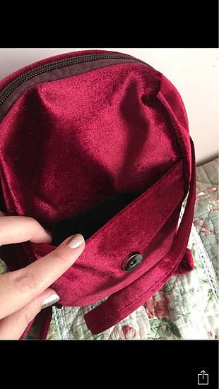 universal Beden bordo kadife mini sırt çantası