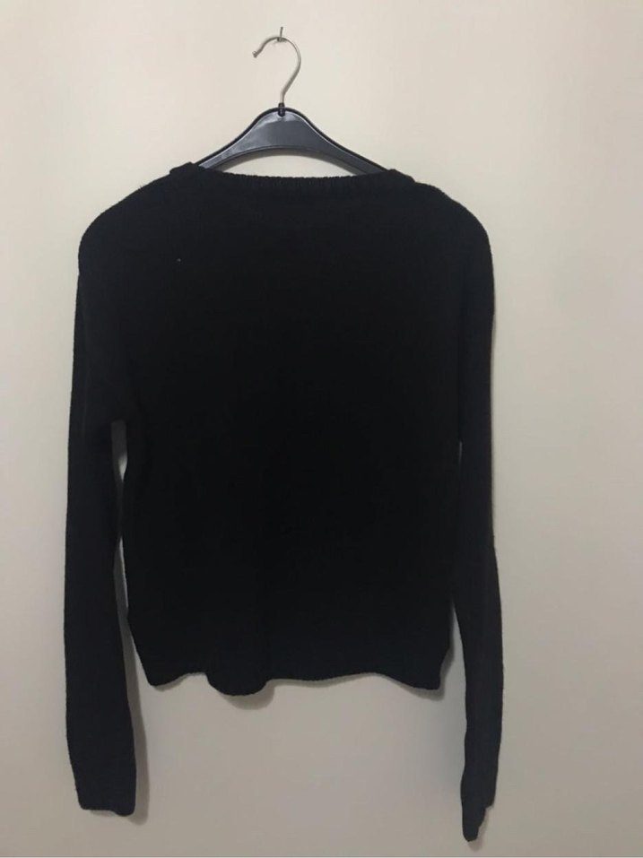 Siyah Baskılı Triko Kadın Kazak - Görsel 2