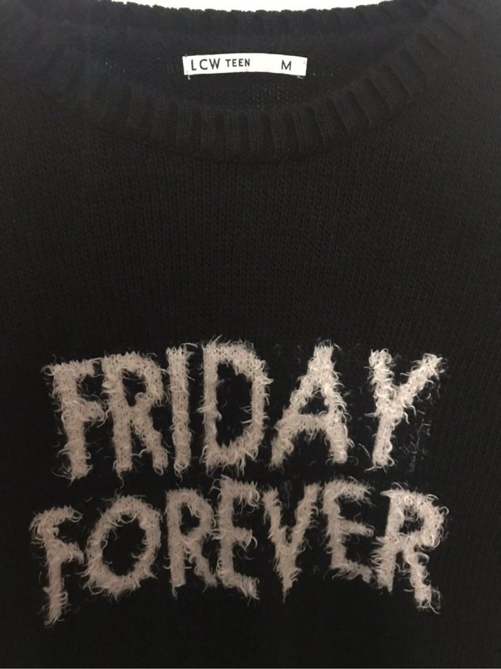 Siyah Baskılı Triko Kadın Kazak - Görsel 3