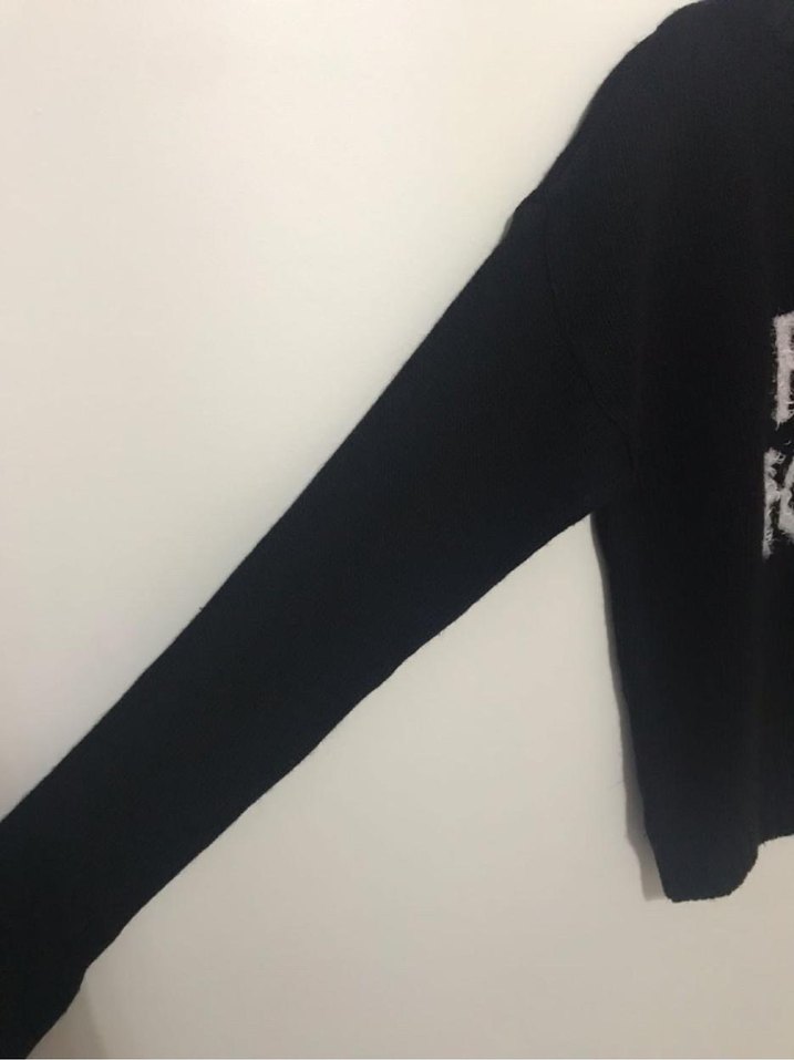 Siyah Baskılı Triko Kadın Kazak - Görsel 4