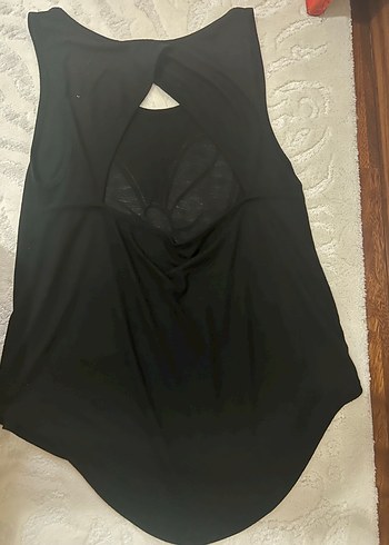 Kadın Siyah V Yaka Baskılı Atlet - Görsel 2