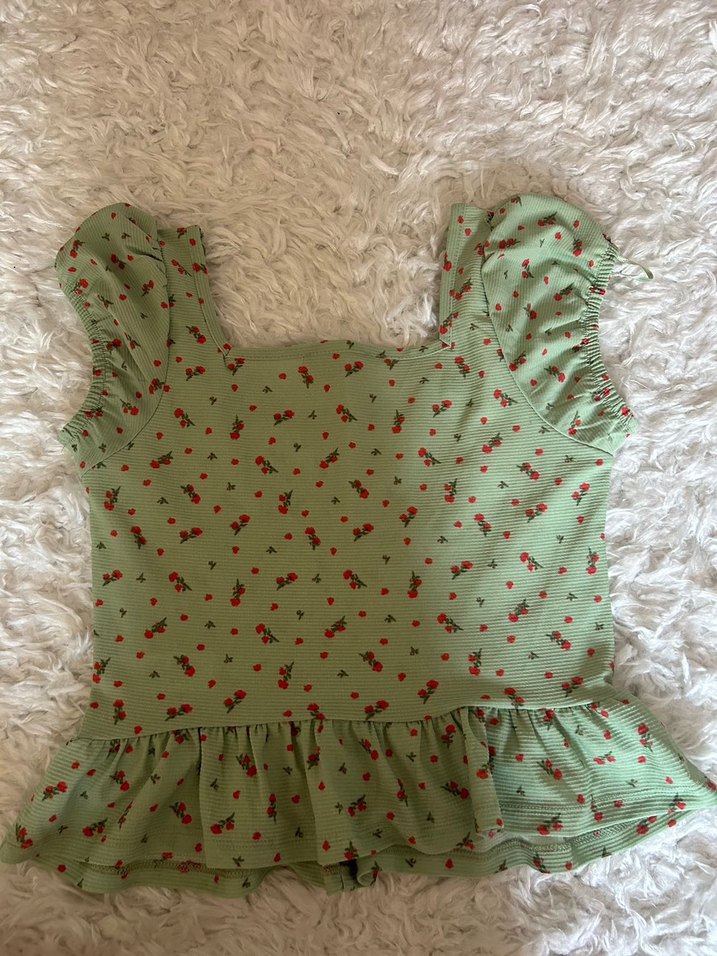 Düğmeli Yeşil Desenli Kadın Bluz - Görsel 3