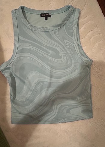 Kadın Gri Yüksek Yakalı Kolsuz Crop Top