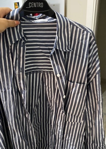 Bershka Çizgili Kadın Midi Gömlek, Düğmeli, Salaş Kesim