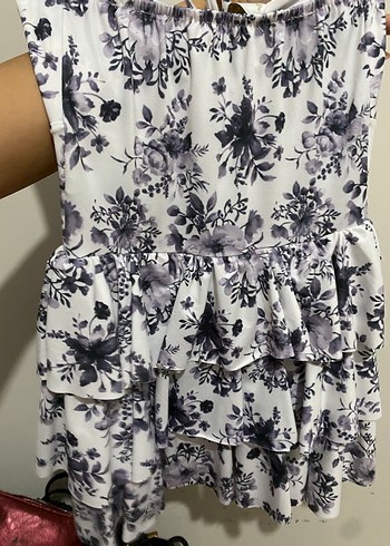 Mor Çiçek Desenli Volanlı Midi Hamile Etek - Görsel 3