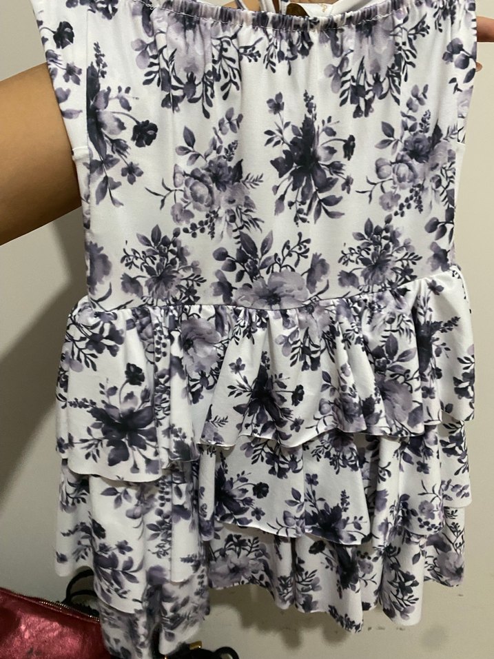 Mor Çiçek Desenli Volanlı Midi Hamile Etek - Görsel 3