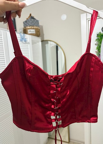 Kırmızı Parlak Nakışlı Strappy Büstiyer - Görsel 2