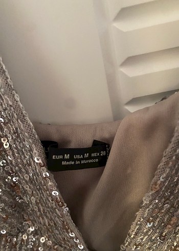 Pull and Bear Gri Payetli Mini Straplez Kadın Yelek