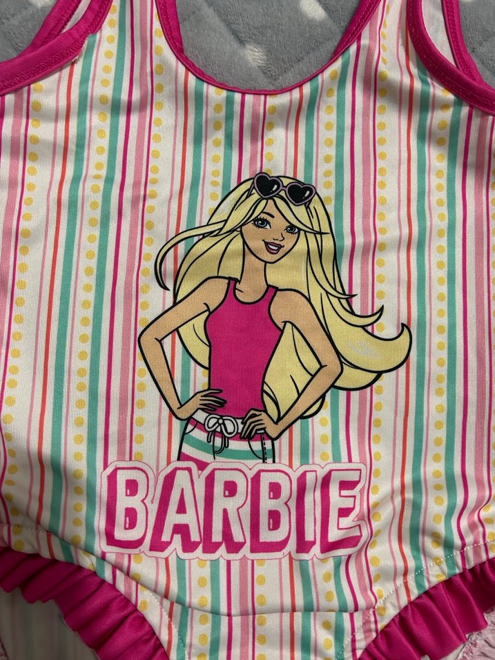 Renkli Barbie Baskılı Kız Çocuk Mayo - Görsel 2