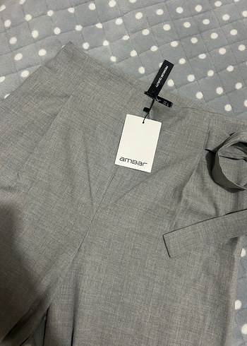 Gri palozzo kumaş pantalon - Görsel 4