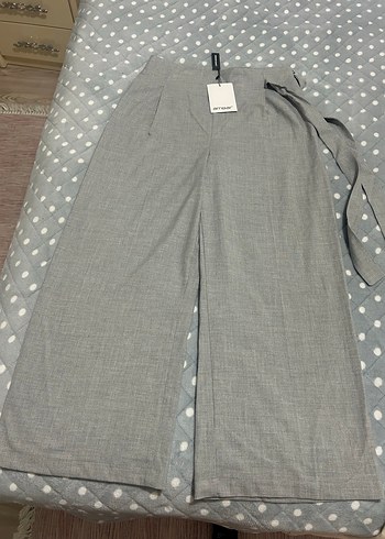 Gri palozzo kumaş pantalon - Görsel 2