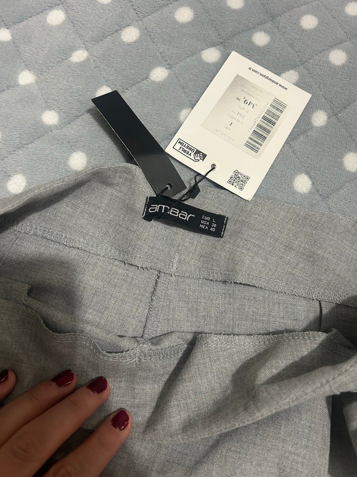 Gri palozzo kumaş pantalon - Görsel 5