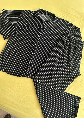 Siyah Çizgili  Pijama Takımı - Görsel 7