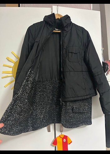 Siyah Kısa Kadın Mont, - Görsel 2