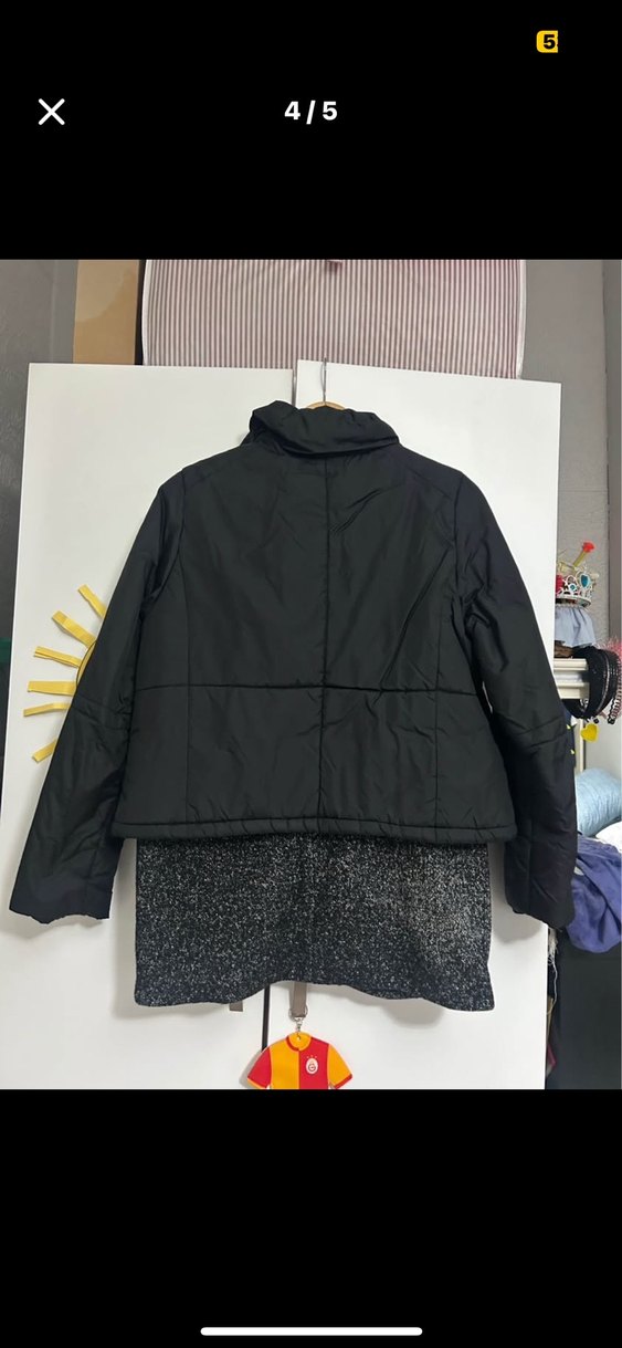 Siyah Kısa Kadın Mont, - Görsel 3