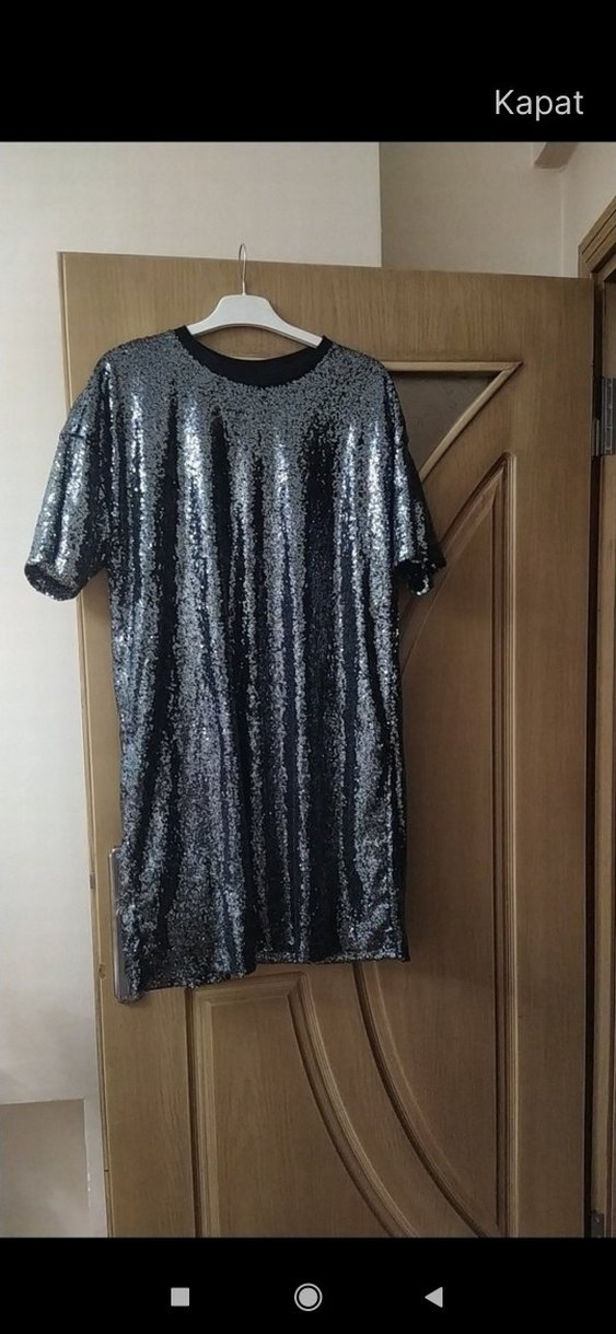 Gri Payetli Midi Kadın Elbise - Görsel 2