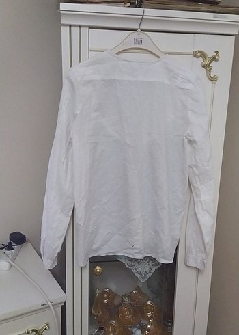 Kadın Beyaz Pamuklu Uzun Kollu Bohem Gömlek - Görsel 6