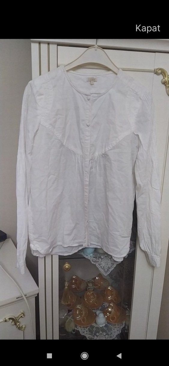 Kadın Beyaz Pamuklu Uzun Kollu Bohem Gömlek - Görsel 2