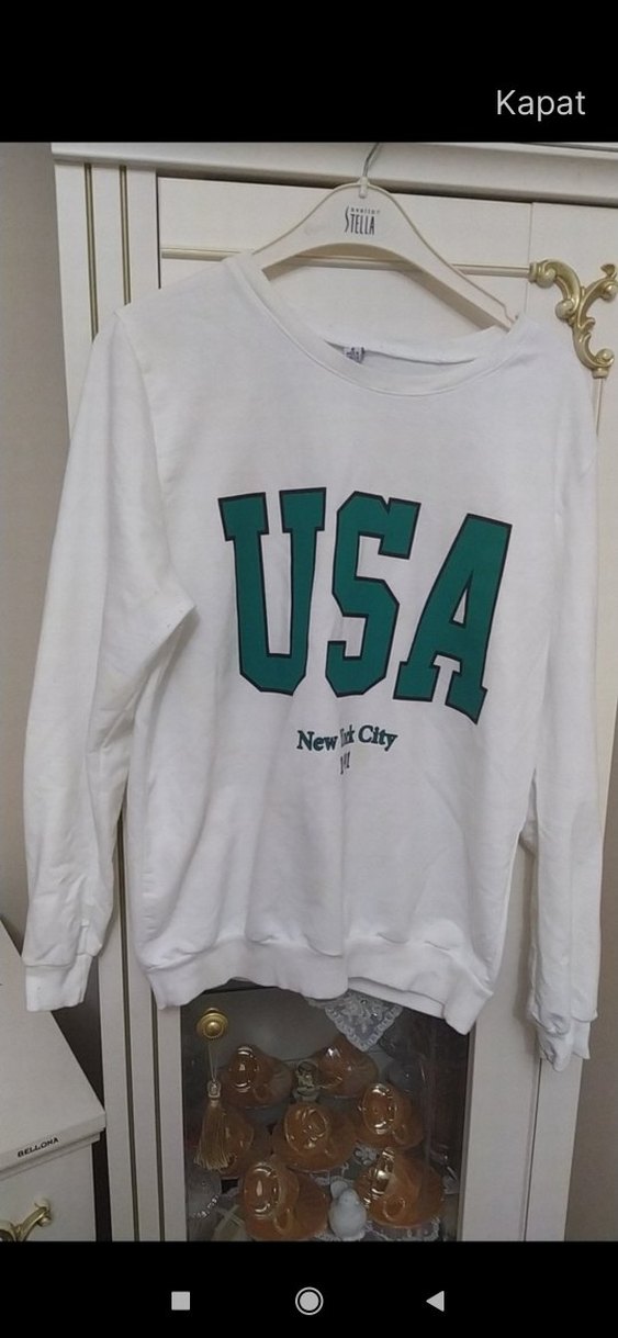 Beyaz Uzun Kollu Baskılı Kadın Sweatshirt - Görsel 2