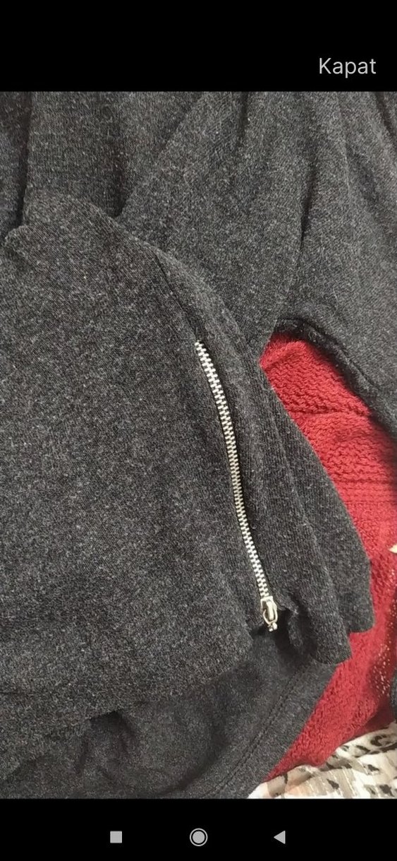 Gri Yüksek Yakalı Kadın Keten Kazak - Görsel 2