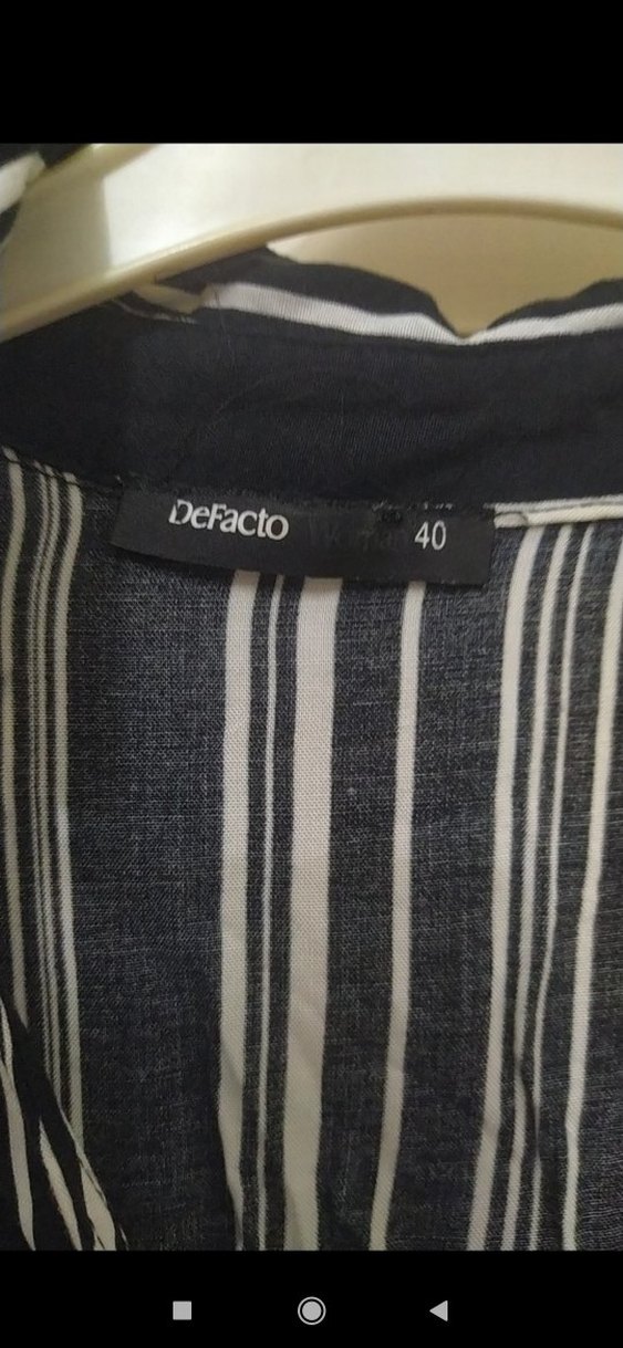 Gri Çizgili Uzun Rahat Kadın Elbise - Görsel 3