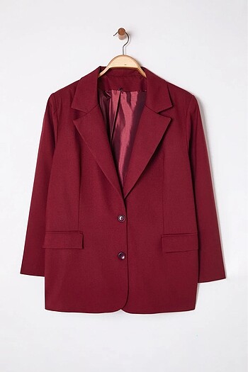 Curve Bordo Astarlı Oversize Blazer