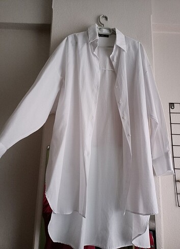 Uzun oversize tunik gomlek 